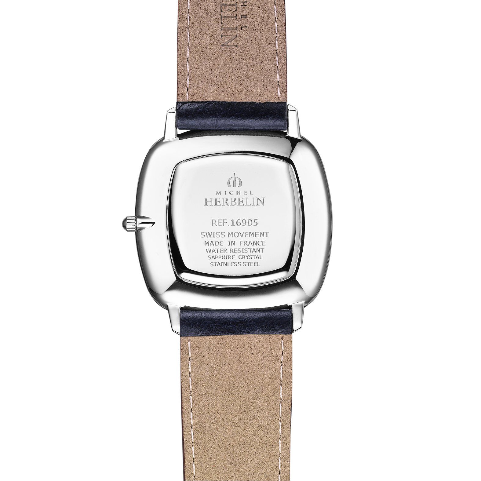 montre au bracelet beige vue de dos