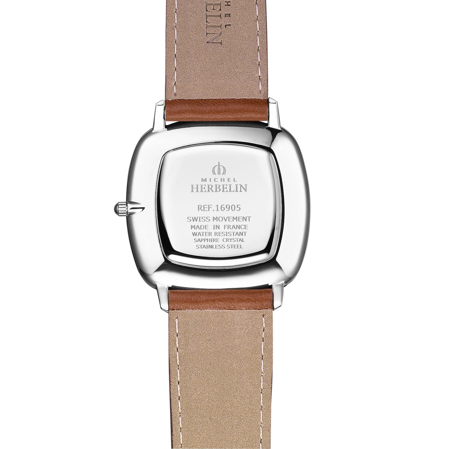 Montre à bracelet beige vue de dos