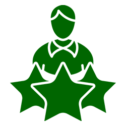 Icon: Person mit drei Sternen