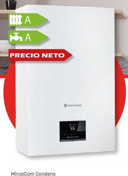 Calefactor de pared blanco con pantalla digital. Etiqueta