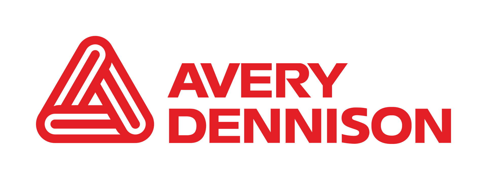 Das Logo von Avery Dennison ist rot und weiß auf weißem Hintergrund.
