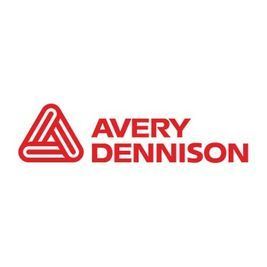 Das Logo von Avery Dennison ist rot und weiß auf weißem Hintergrund.