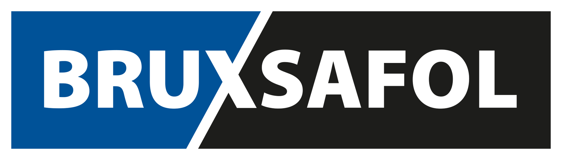 Ein blau-schwarzes Logo für Bruxsafol auf weißem Hintergrund