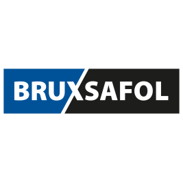 Ein blau-schwarzes Logo für Bruxsafol auf weißem Hintergrund.