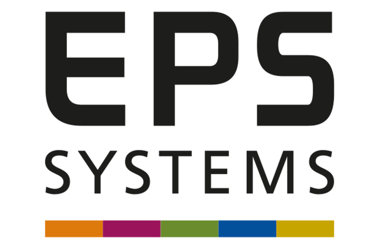 Das Logo von EPS Systems ist schwarz und bunt.