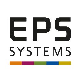 Das Logo von EPS Systems ist schwarz und bunt.