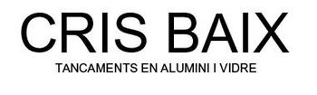A black and white logo para cris bajo cierres en aluminio y vidrio