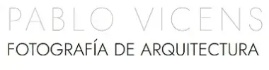 The logo for pablo vicens fotografia de arquitectura