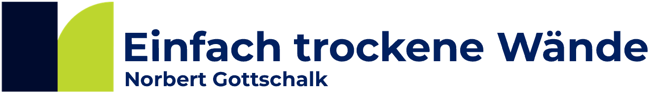 Norbert Gottschalk logo with dark blue and lime green geometric blocks, tagline “Einfach trockene Wände e.K.”