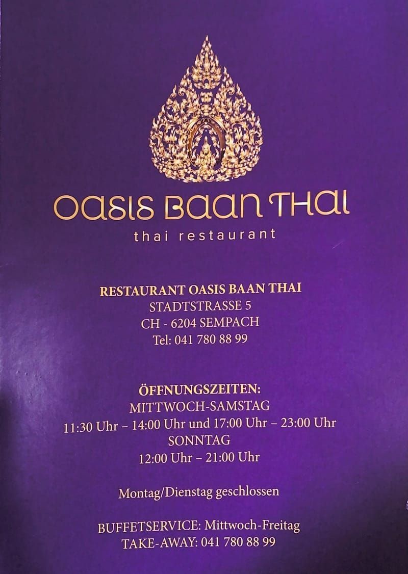 Speisekarte Restaurant Oasis BaanThai