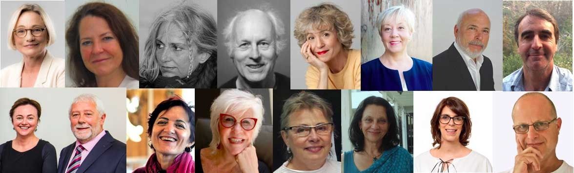 Un collage de retratos de un grupo de personas.