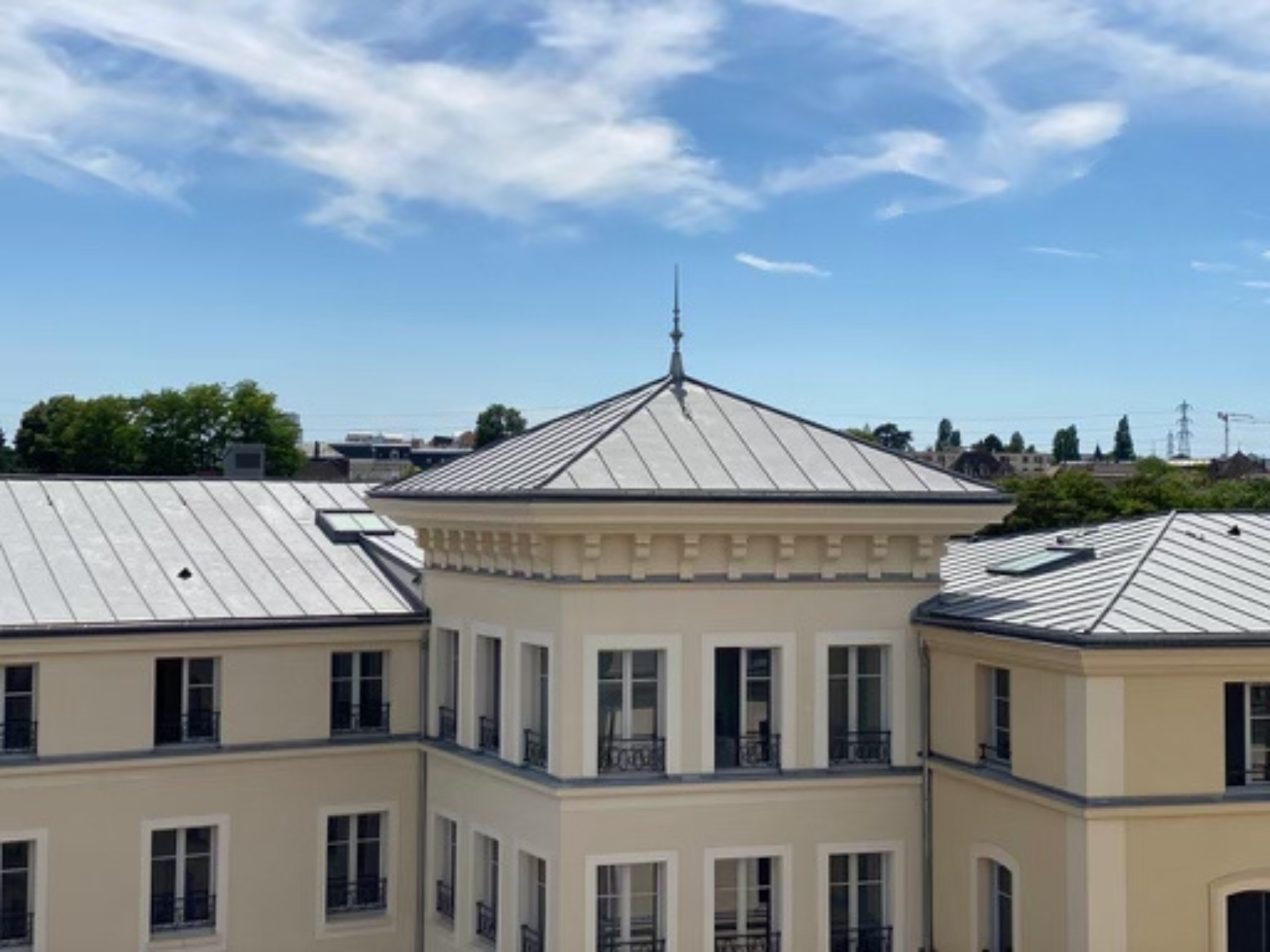 Maison avec une toiture en métal