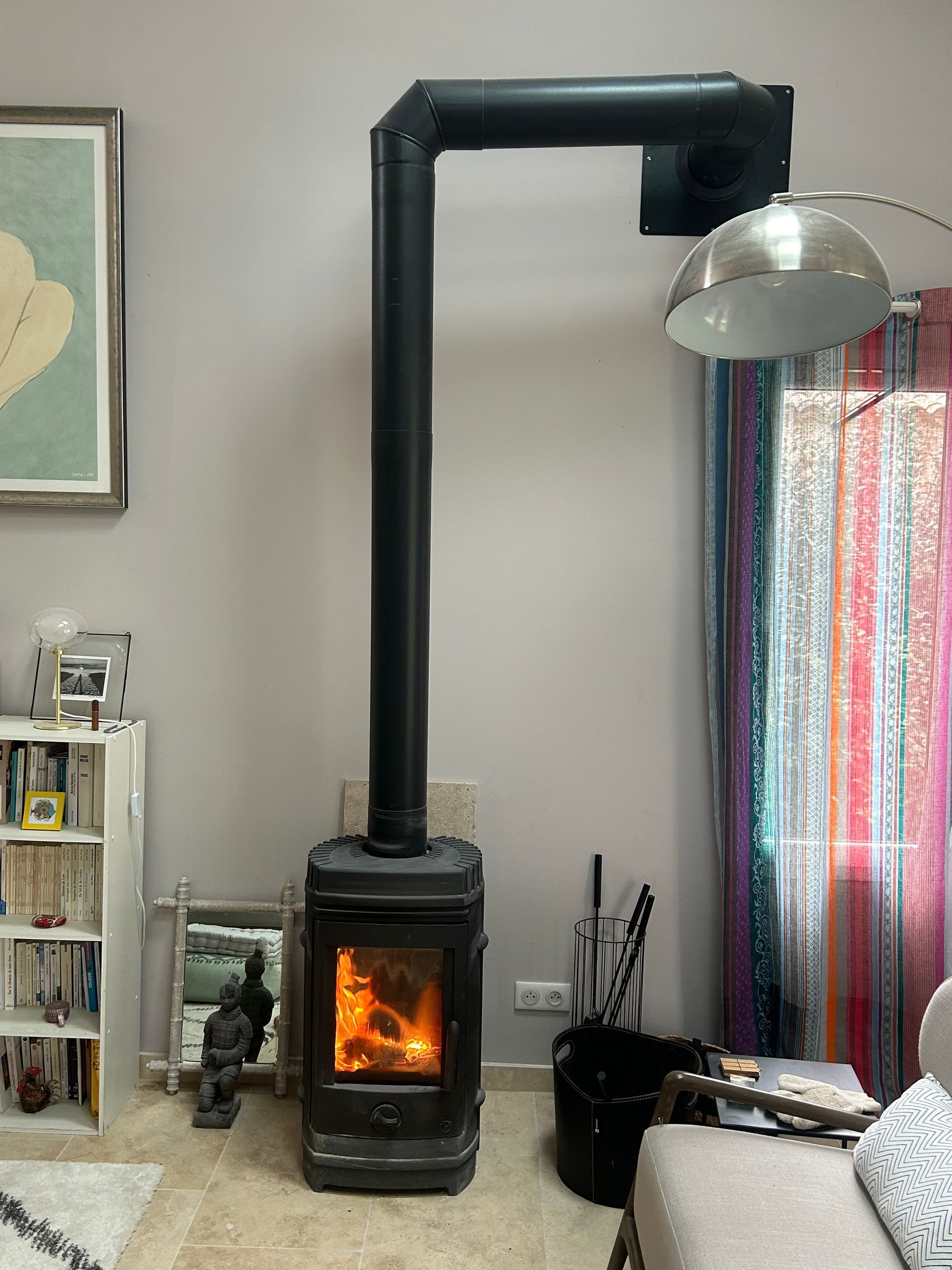 Poêle à bois installé