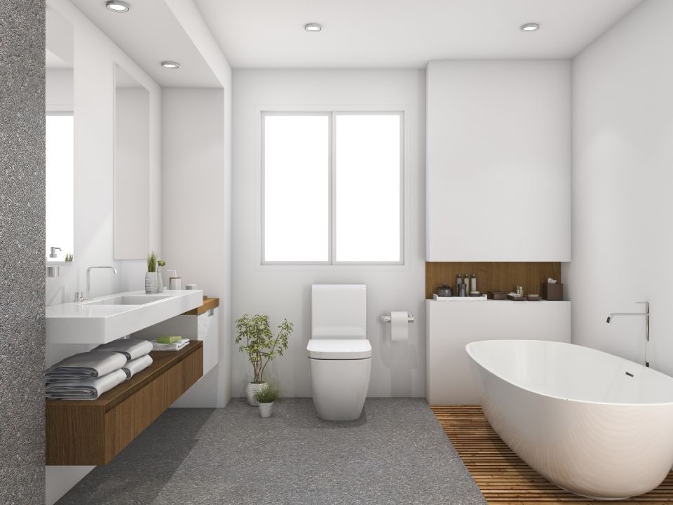 modernes Badezimmer mit großer Badewanne