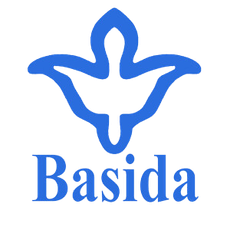 Logotipo de Blue Basida: paloma estilizada dentro de una forma floral.