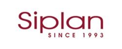 Un logotipo rojo para siplan desde 1993 sobre un fondo blanco.
