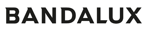Un logotipo en blanco y negro para Bandalux sobre un fondo blanco.