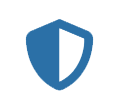 Icono de escudo azul con una franja diagonal blanca, que sugiere seguridad o protección.