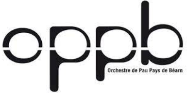 Un logo noir et blanc pour un orchestre appelé oppb