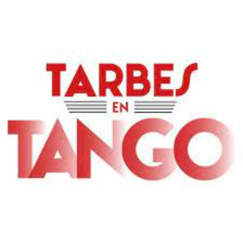 Un logo rouge et blanc pour tarbes en tango