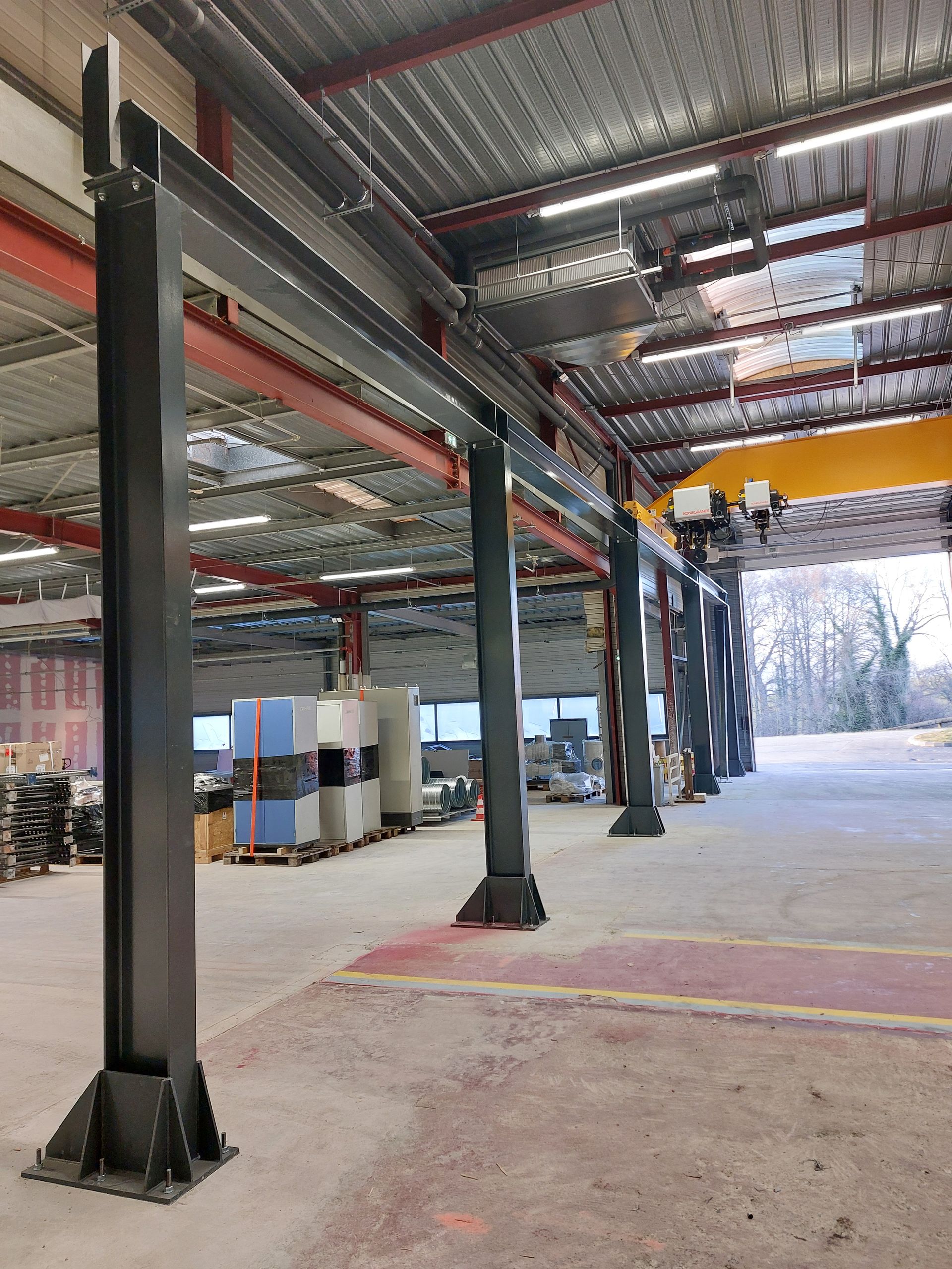 Charpente en métal conçue par l'entreprise Chaudronnerie du Gier.