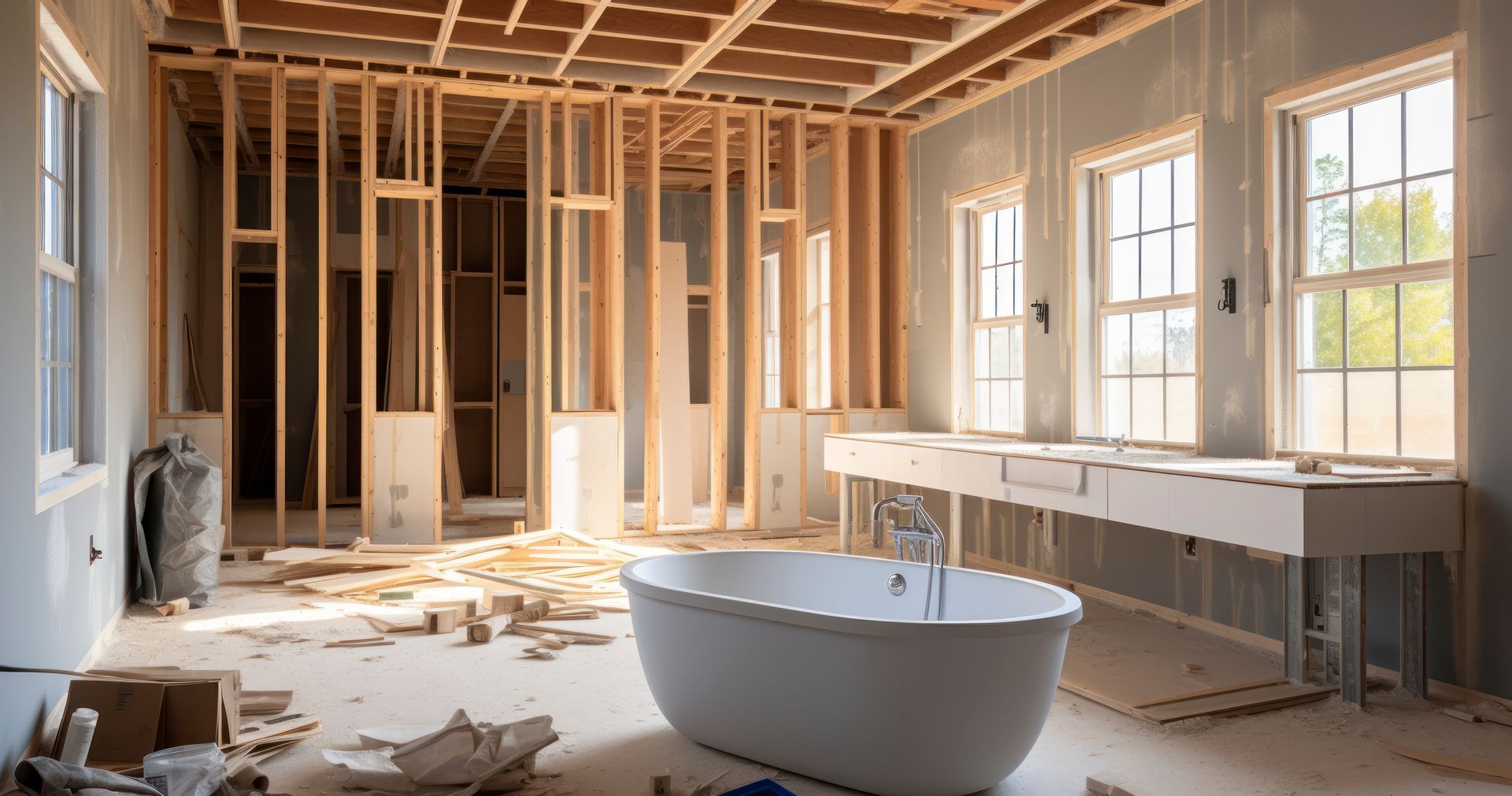 Une salle de bains en travaux