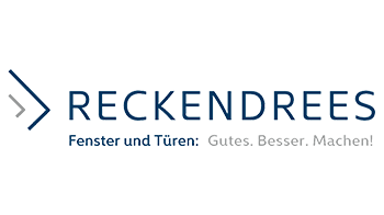 A logo for reckendrees fenster und türen : gutes , besser , machen !
