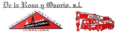 Logo de &ldquo;De la Rosa y Ocampo&rdquo; con dos emblemas rojos: una monta&ntilde;a y un tractor con &ldquo;Puebla&rdquo;.