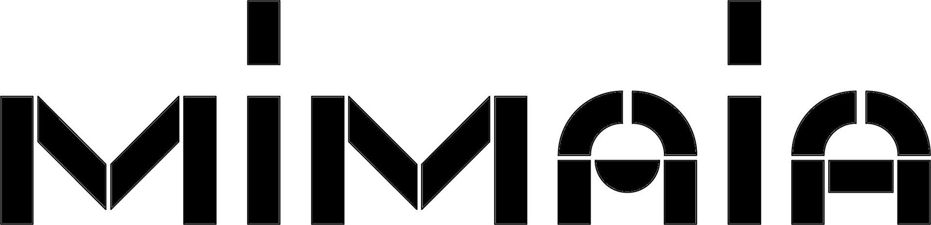 Logotipo de MIMAIA en fuente de plantilla, negro sobre blanco.