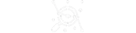 Emblema circular blanco con herramientas y elementos estilizados.