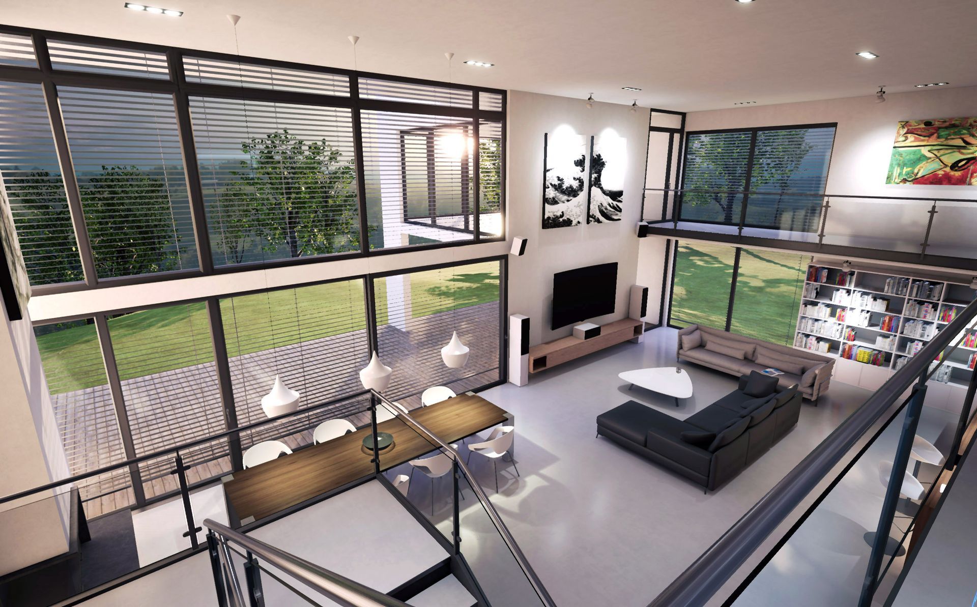 Lichttechnik in modernem Haus