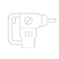 Un dibujo en blanco y negro de un taladro sobre un fondo blanco.