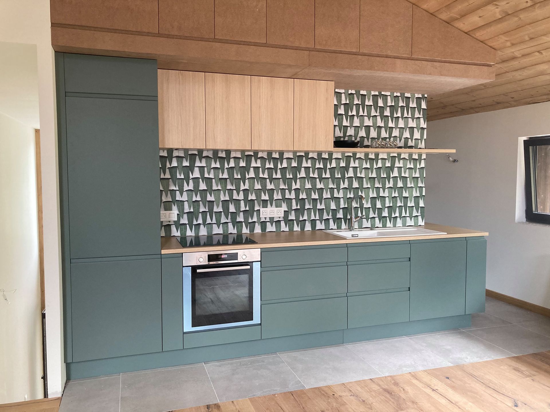 Cuisine en bois verte