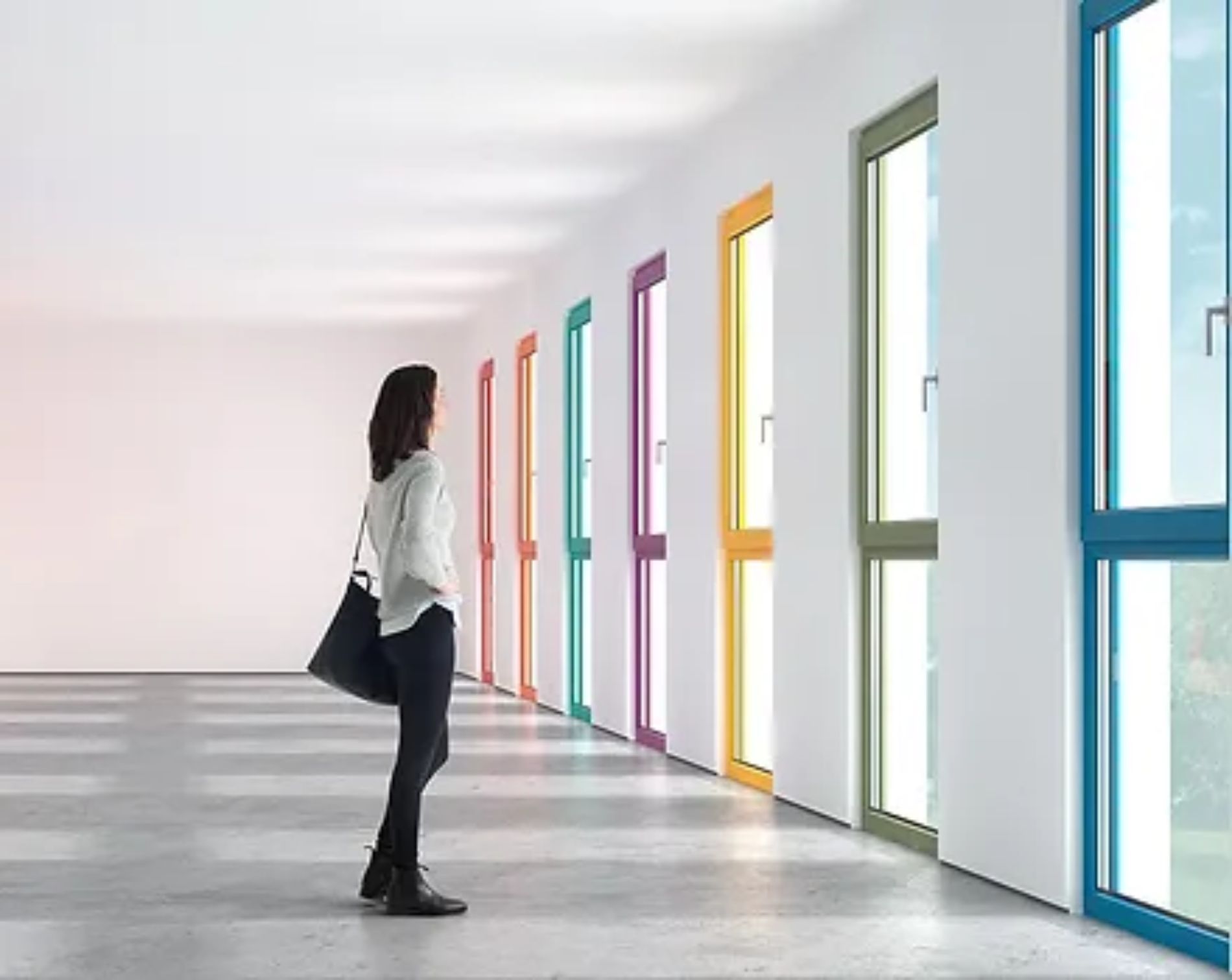 Fenster mit bunten Rahmen