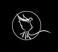 Paloma blanca en círculo, sobre fondo negro.