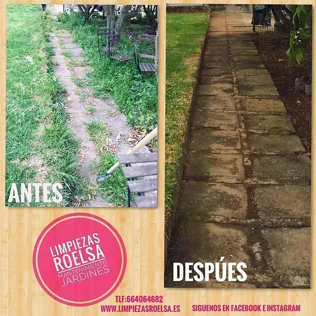 Una foto del antes y el después de una pasarela de limpiezas roelsa