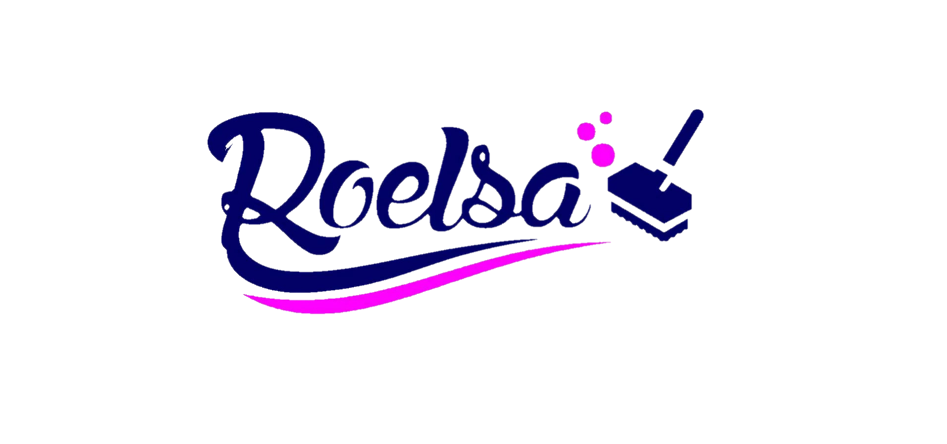 El logotipo de Roelsa es un logotipo azul y rosa sobre un fondo blanco.
