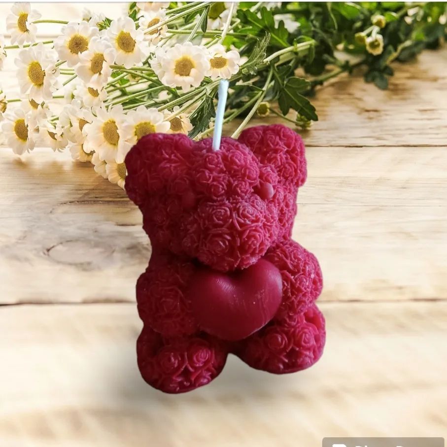 Bougie ourson rouge
