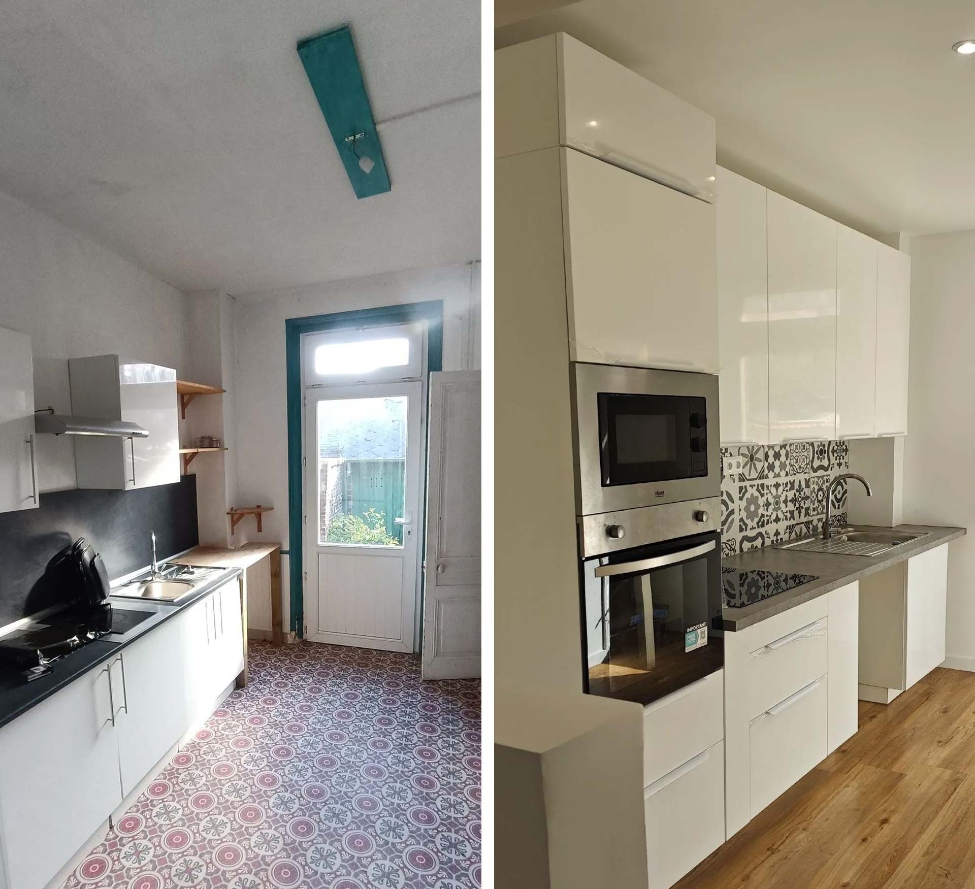Photomontage avant-après d'une rénovation de cuisine