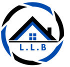 Logo : Icône de maison avec un toit bleu et noir, à l'intérieur d'un cercle bleu et noir avec les lettres « LLB »