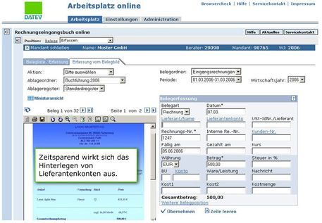 Arbeitsplatz Online von Datev