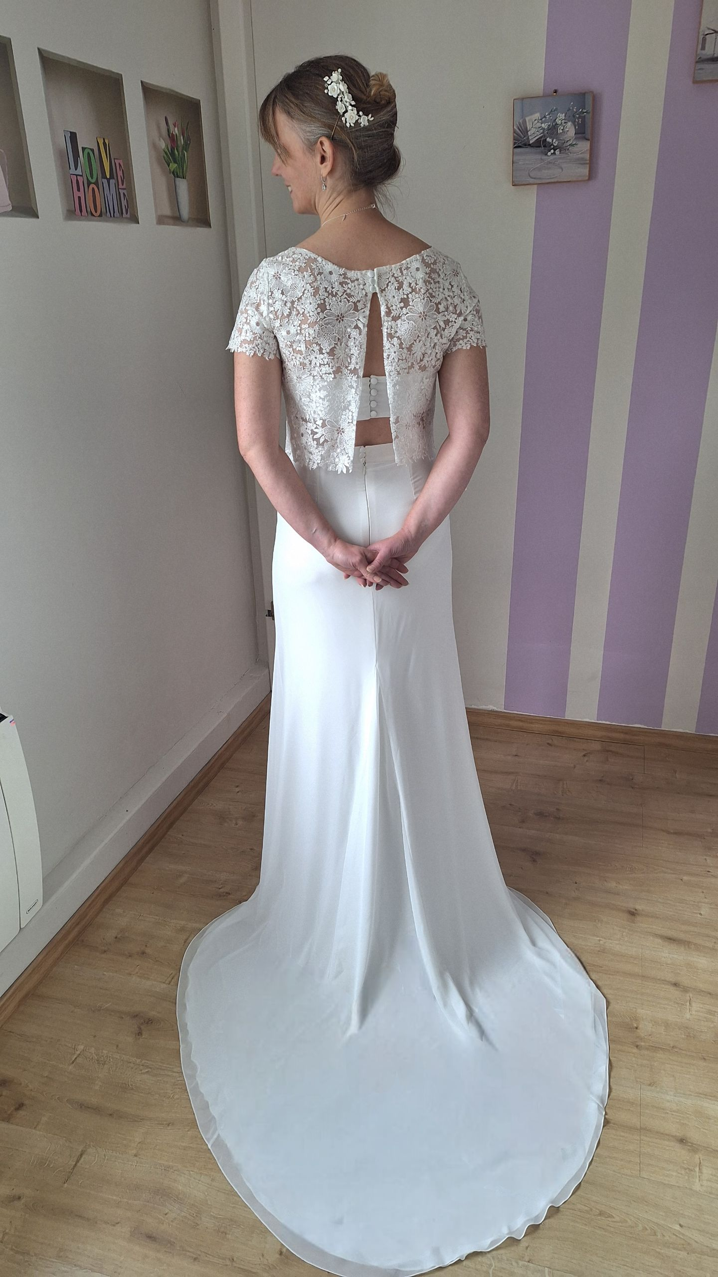 Ensemble deux pieces top dentelle et jupe sirène pour mariage chic Alençon Le Perche