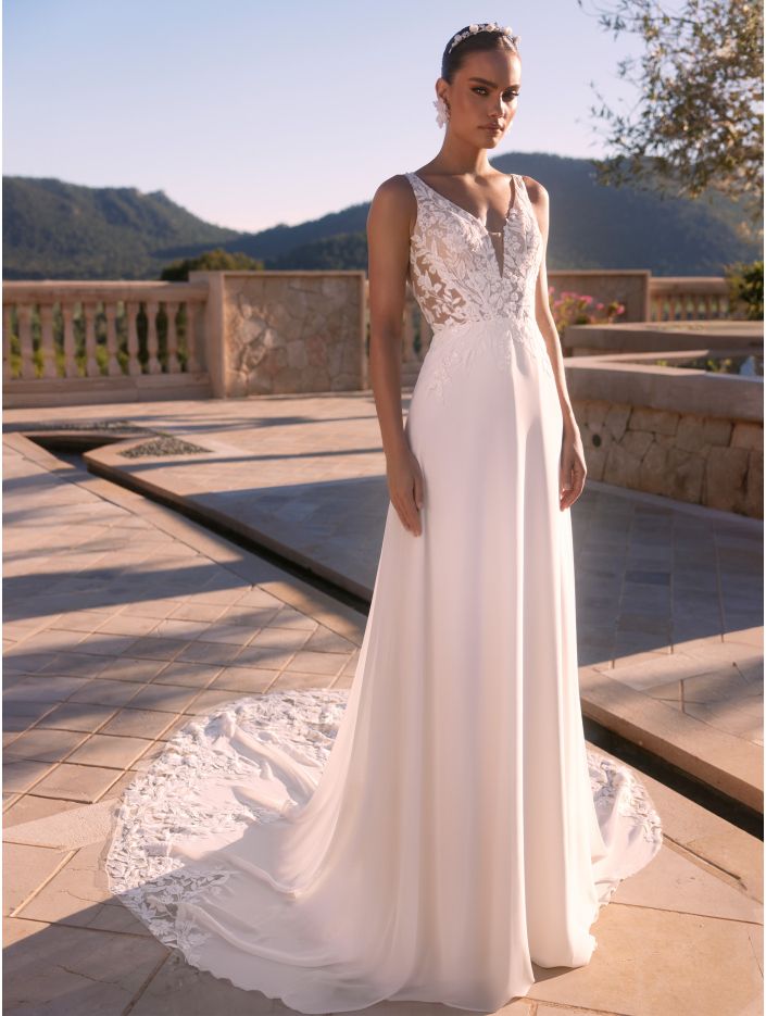 Robe de mariée Ione de Bianco Evento en dentelle et mousseline