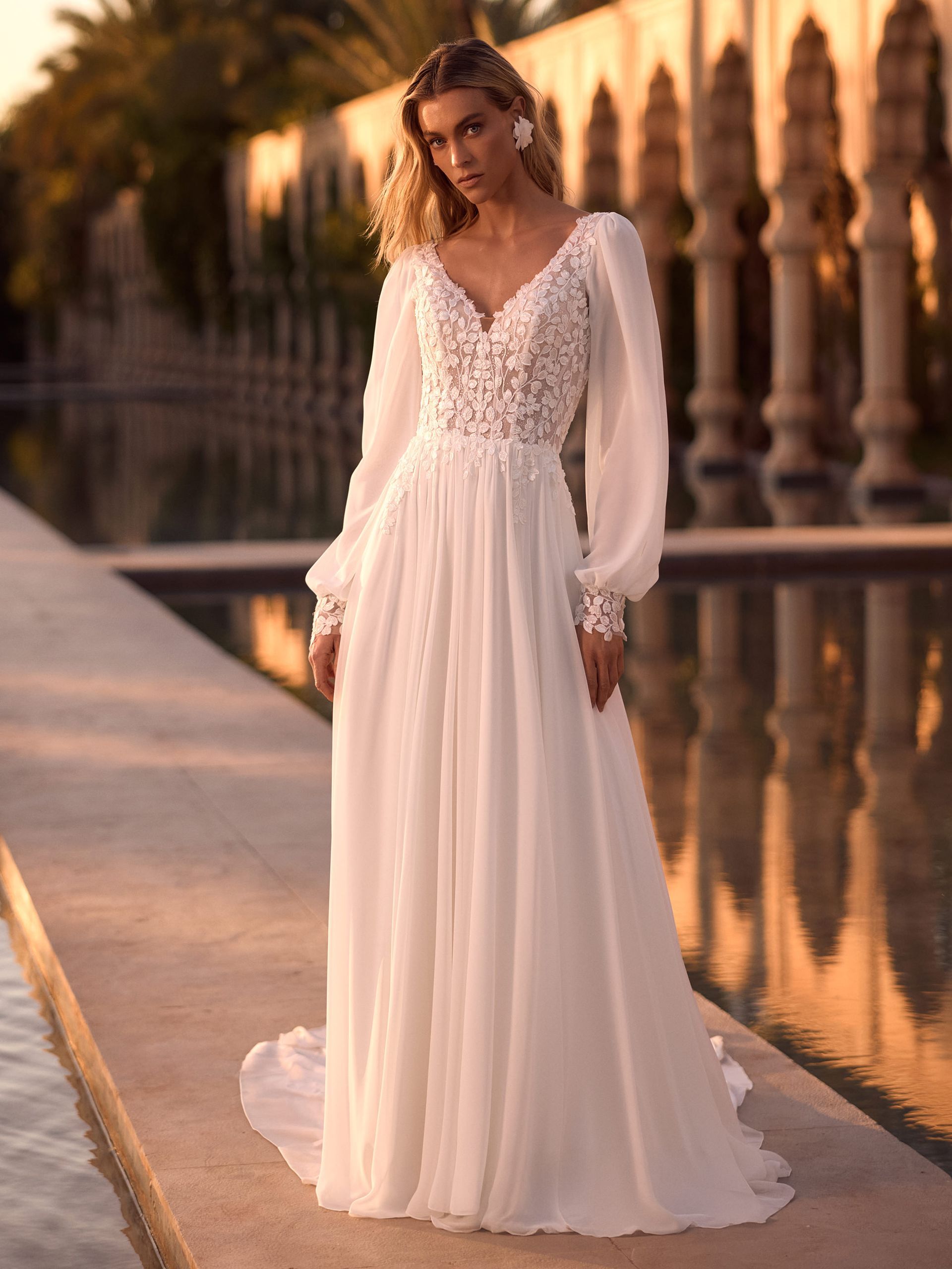robe de mariée Sunan Bianco Evento en dentelle et mousseline