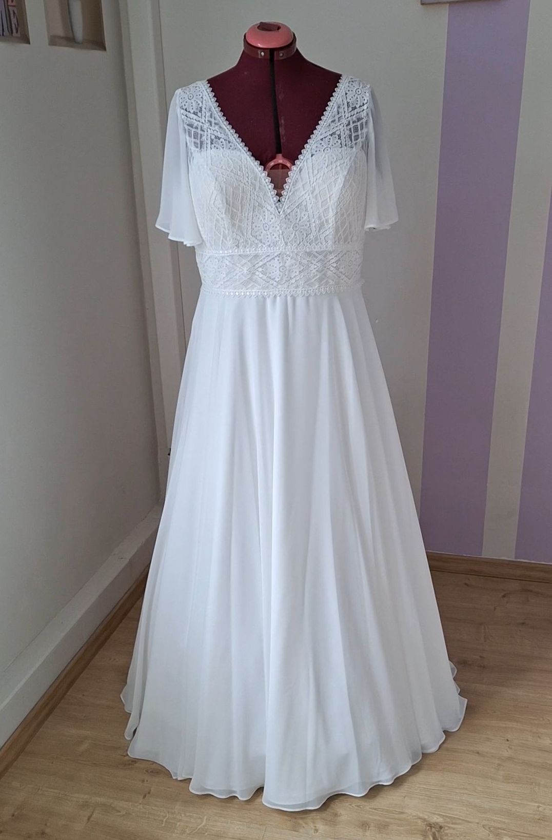 robe de mariee boheme dentelle et mousseline femme ronde sur mesure Evreux Alencon 