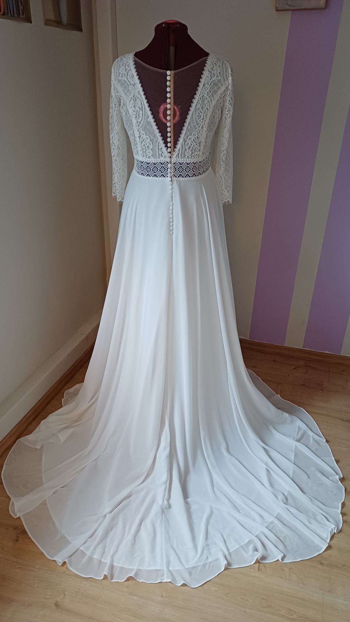 Robe de mariée bohème romantique manches longues -Confection sur mesure Normandie Mariage près de Bernay
