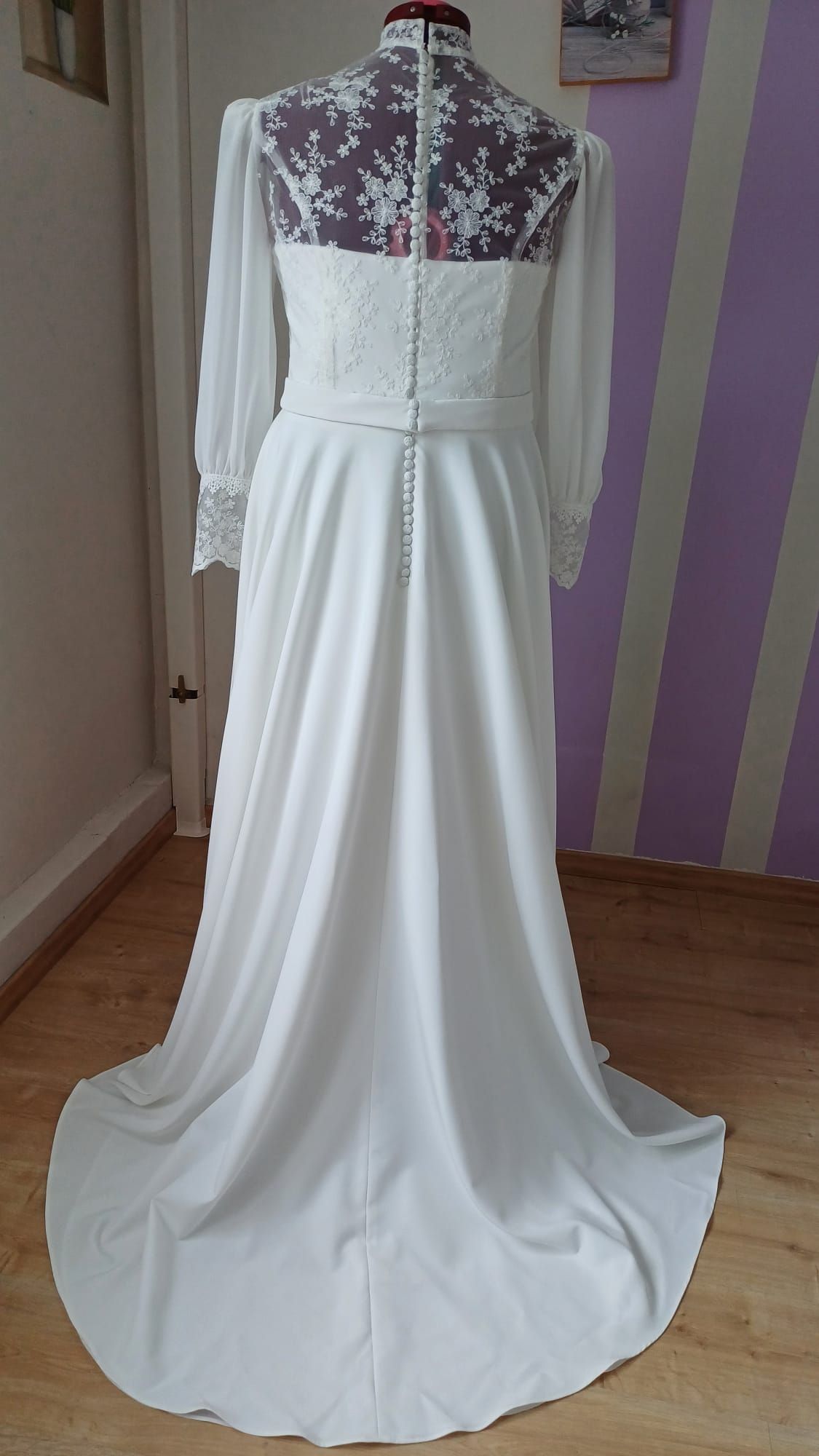Robe de mariée princesse romantique manches longues -Confection sur mesure Normandie Mariage près d'Evreux