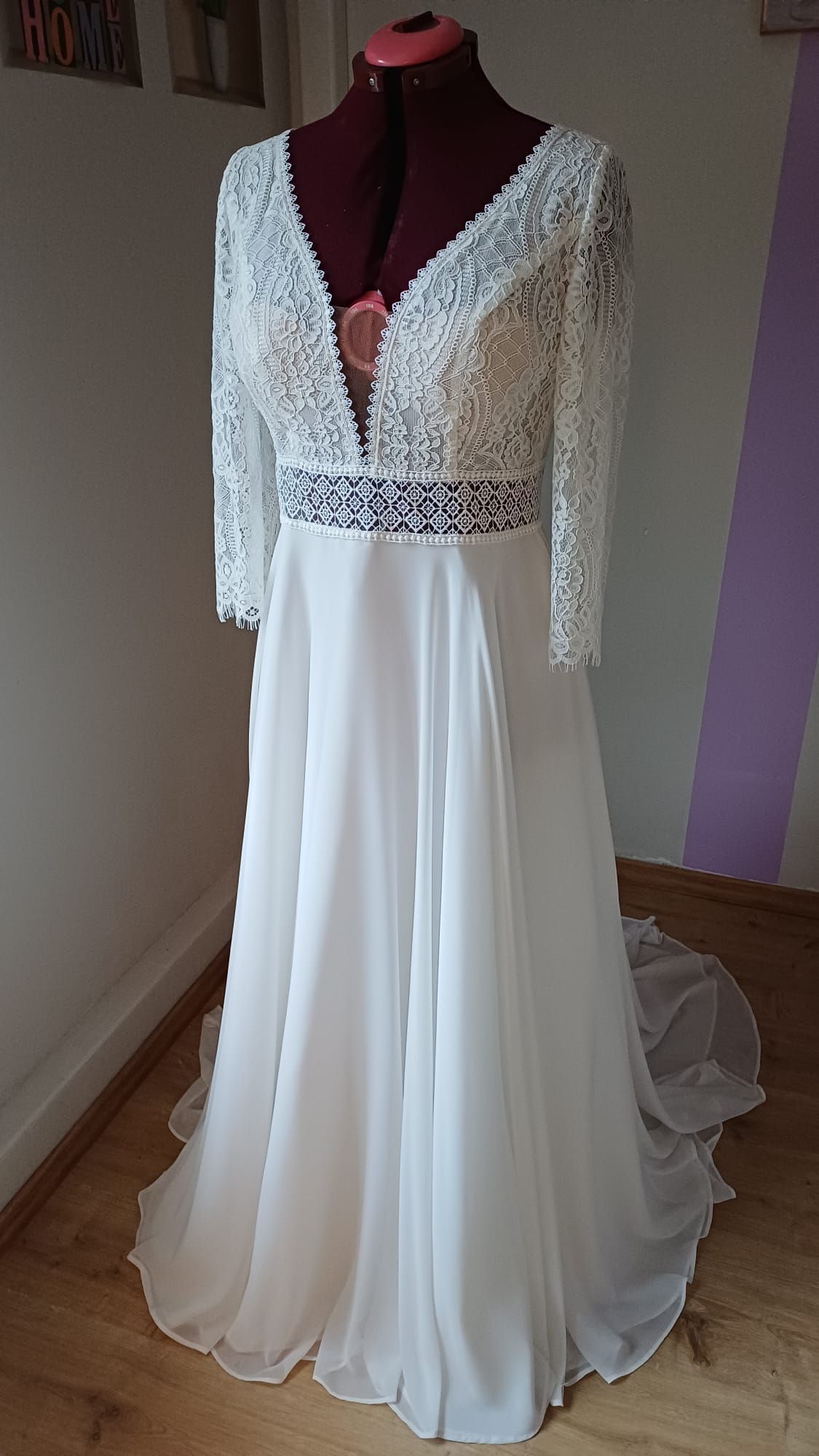 Robe de mariée bohème romantique manches longues -Confection sur mesure Normandie Mariage près de Bernay