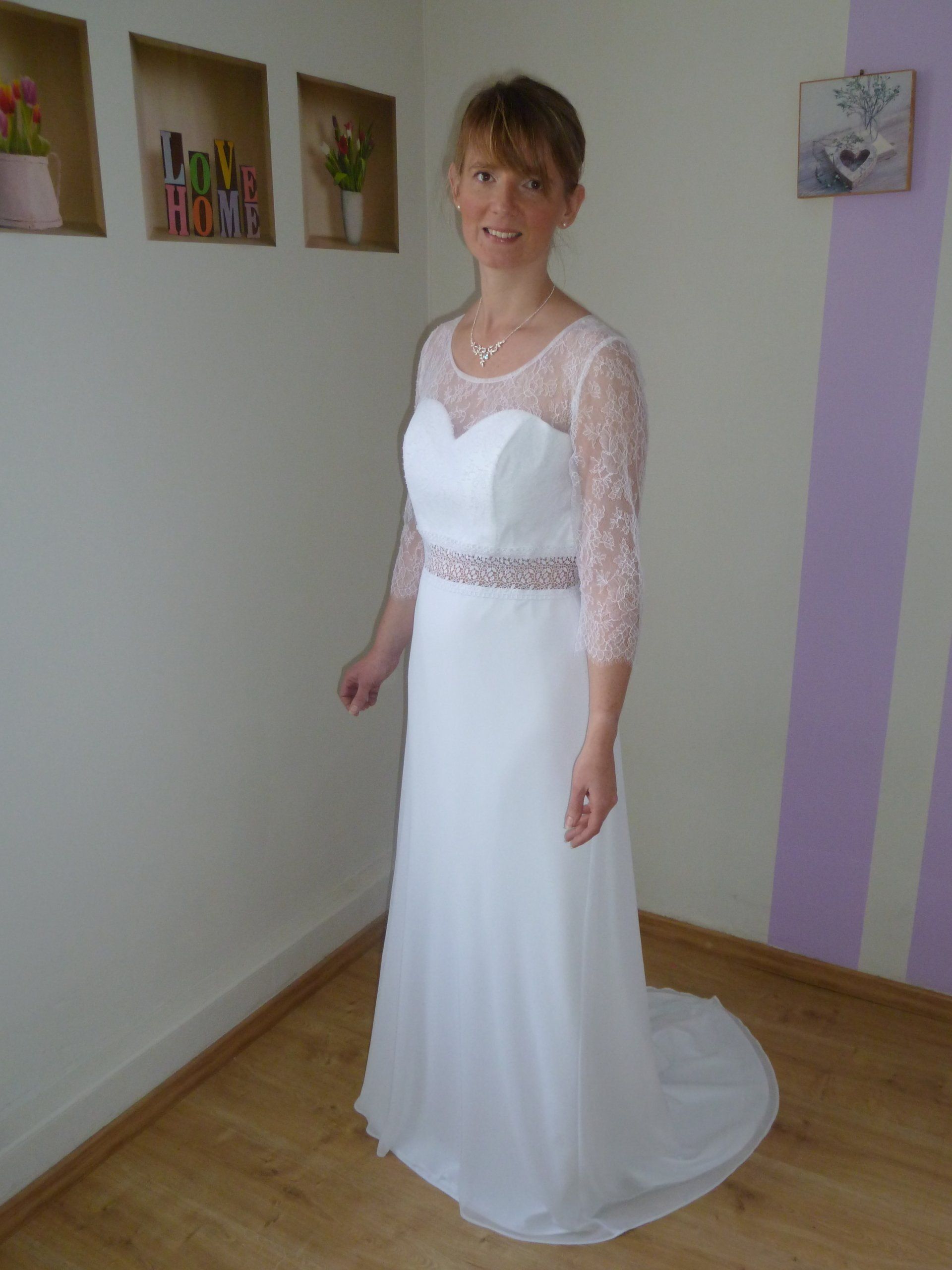 Robe de mariage  style bohème dentelle & mousseline Normandie