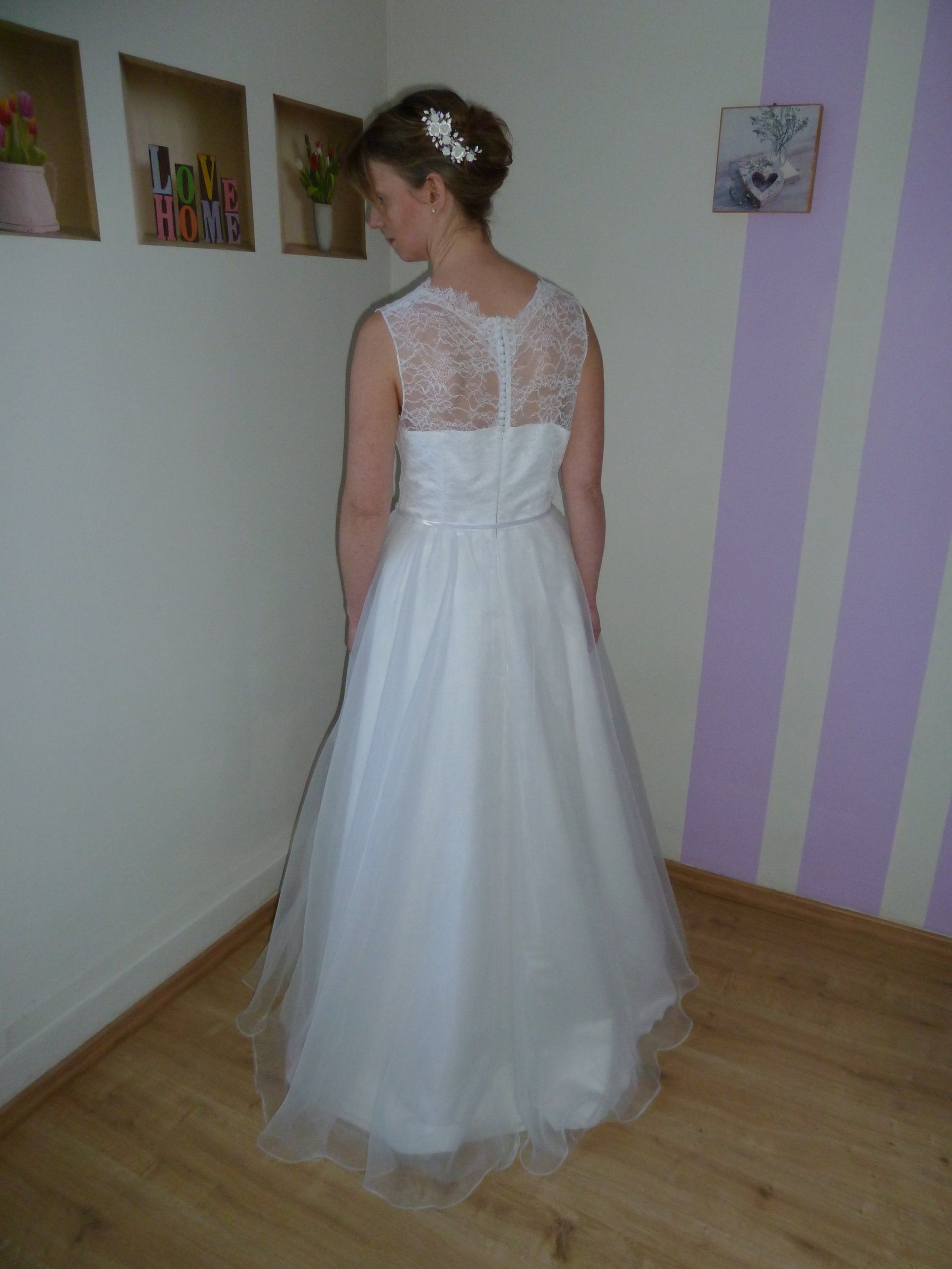 Robe sans traîne en tulle et dentelle